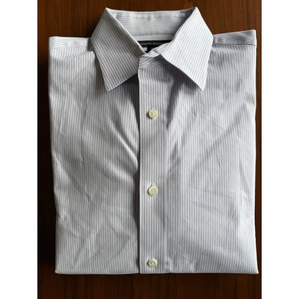 Banana Republic Mens Slim Fit Light Blue Stripe Long Sleeve Shirt - Size M